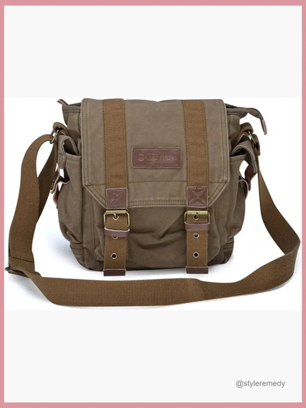 Canvas Messenger Bag - Small Vintage Crossbody Satchel with Adjustable Strap